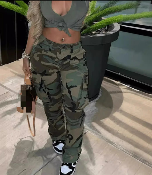 FIERCE FEMME CARGO CAMO PANTS