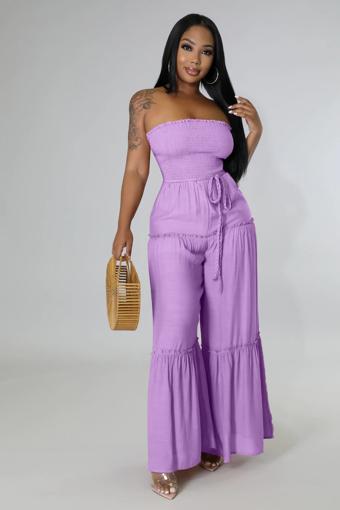 Junie Wide Leg Jumpsuit With Waist Tie