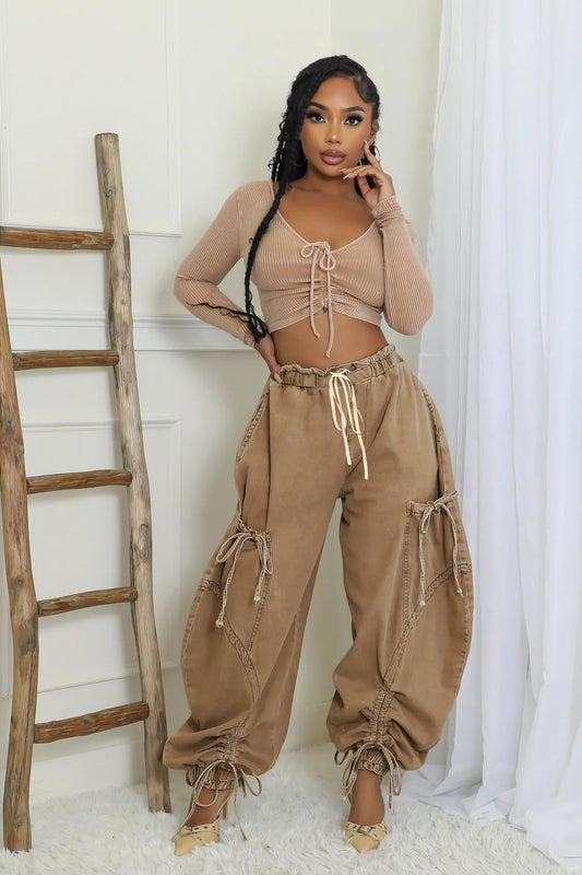 UTILITY CHIC DRAWSTRING CARGO PANTS