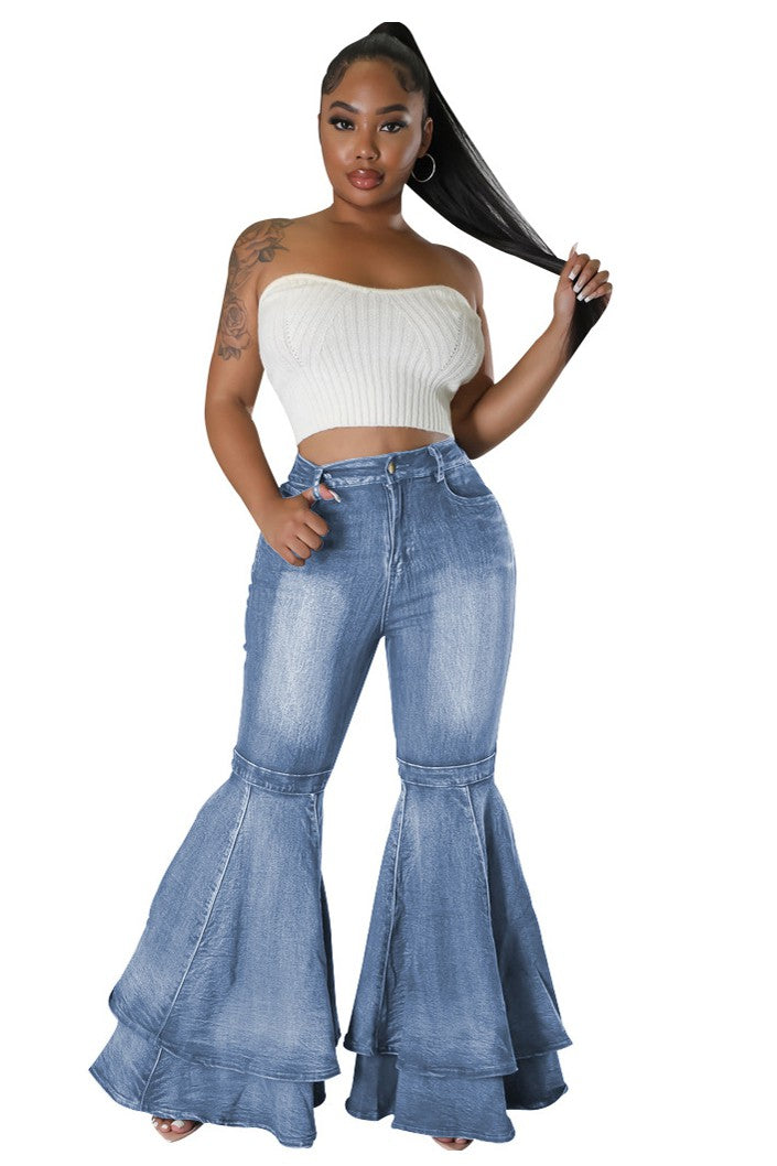 TEKOA WIDE LEG DENIM JEANS -BLUE