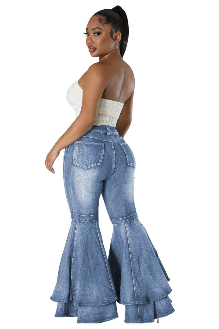 TEKOA WIDE LEG DENIM JEANS -BLUE