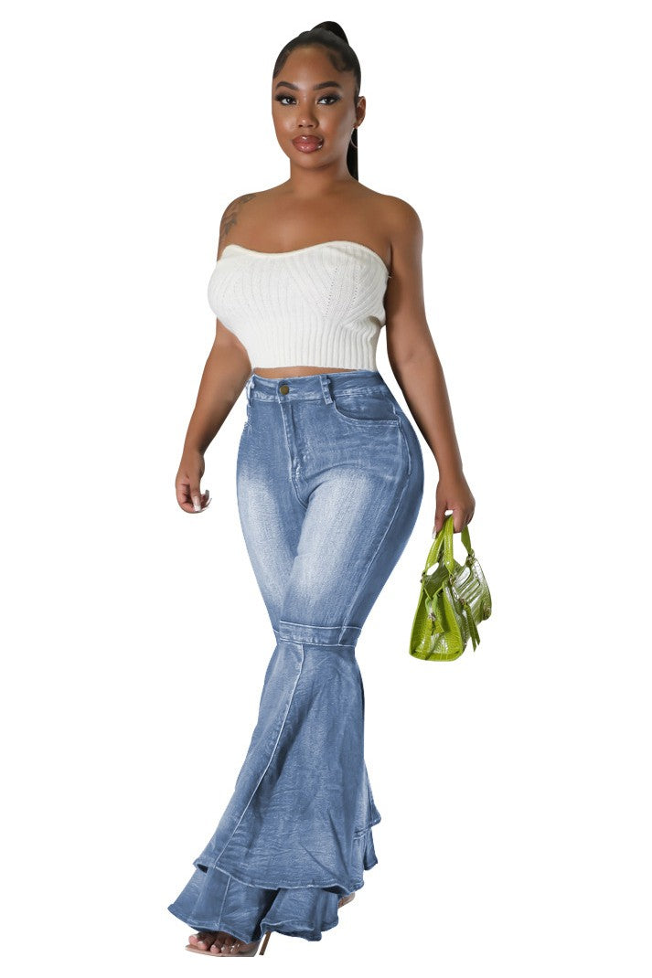 TEKOA WIDE LEG DENIM JEANS -BLUE